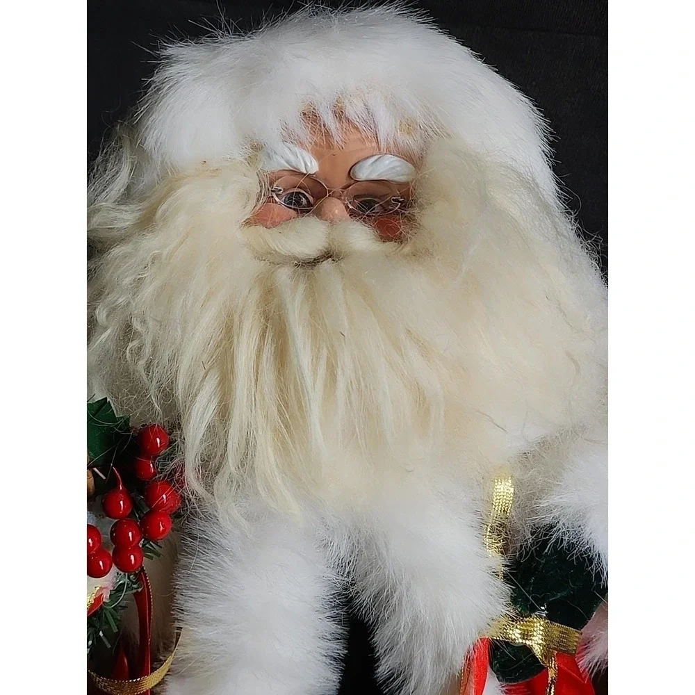 Vintage Old World Santa Claus Christmas  Tree Topper Decor Red Robe